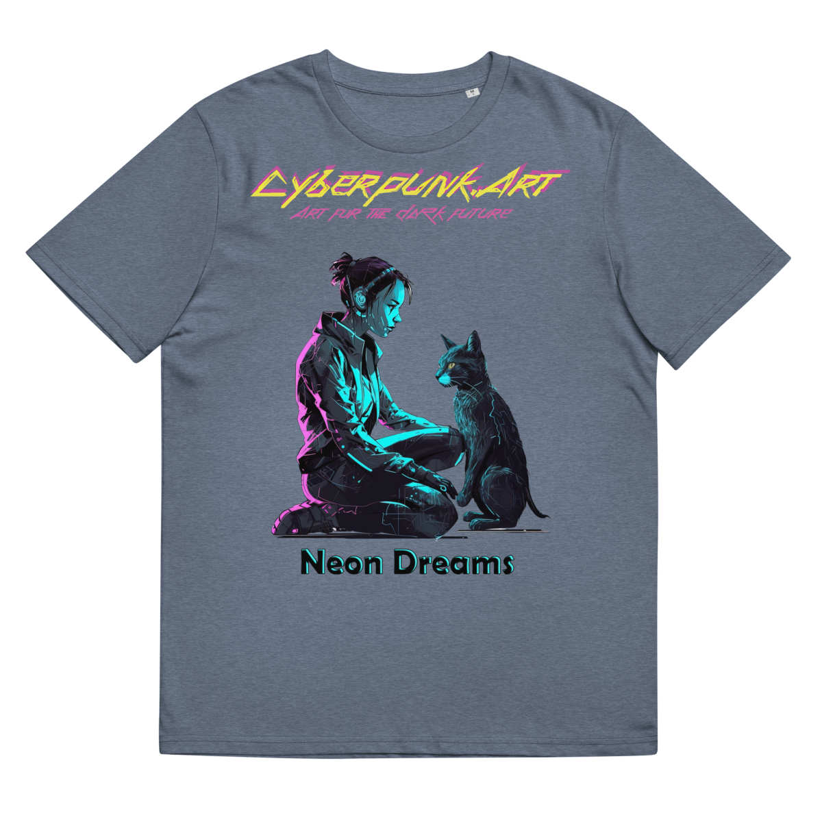 Neon dreams - Cyan - Unisex organic cotton t-shirt - Image 4