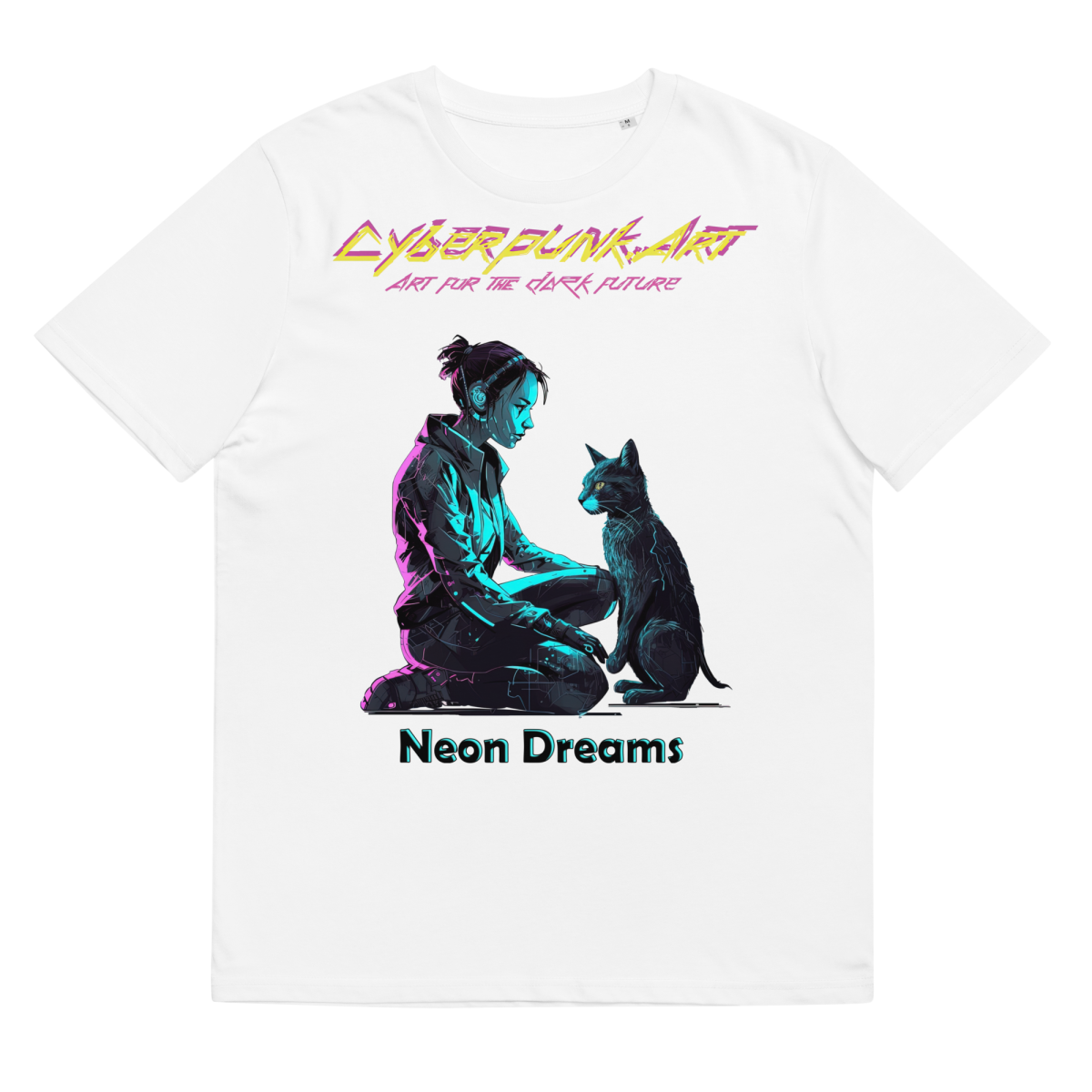 Neon dreams - Cyan - Unisex organic cotton t-shirt - Image 2