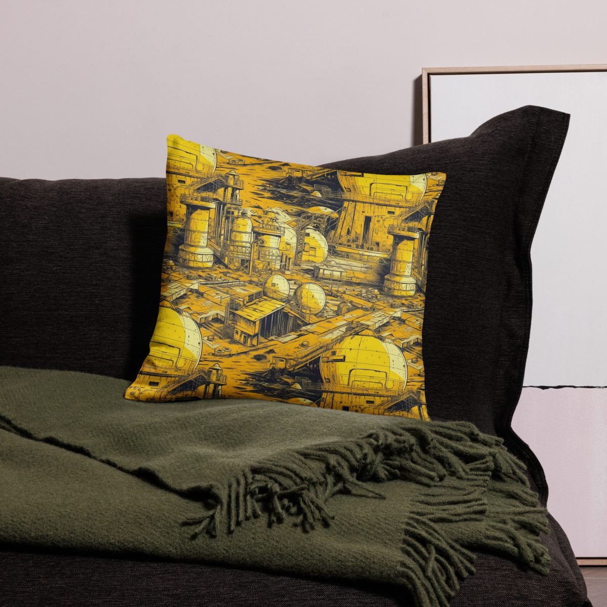 Moon Base - Yellow - Smooth Pillow