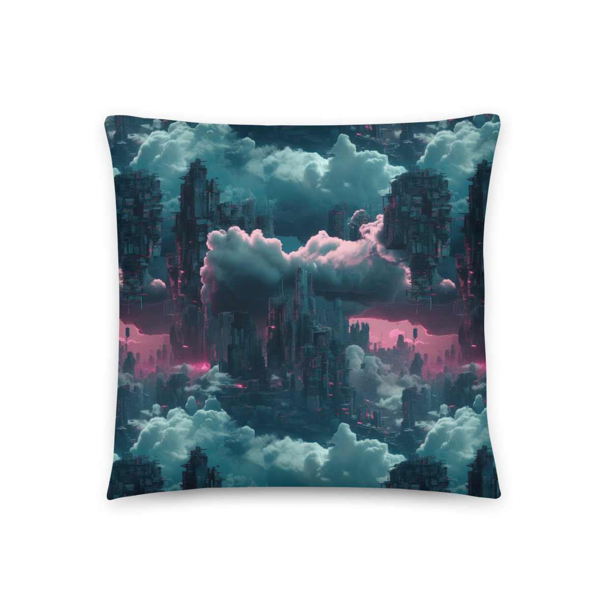Cloudy Skyscraper - Blue/Magenta - Smooth Pillow - Image 5