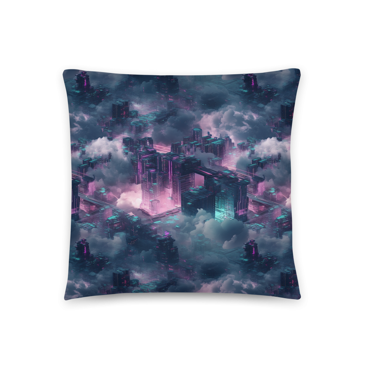 Cloudy City - Magenta/Blue - Smooth Pillow - Image 12
