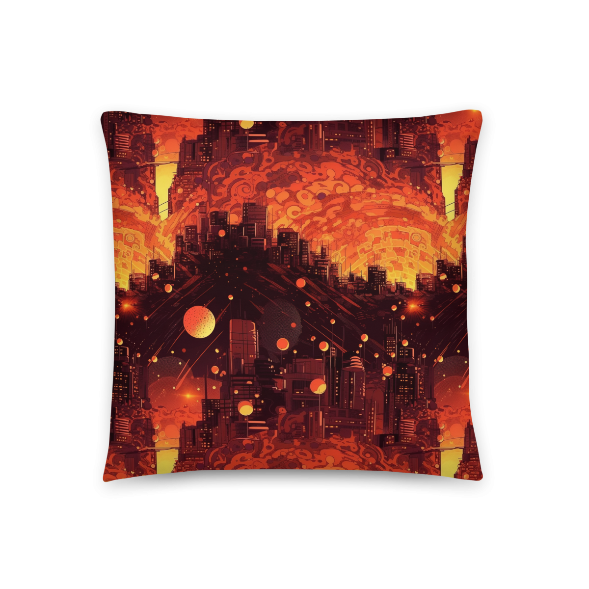 Spiral Flame - Orange/Black - Smooth Pillow - Image 5