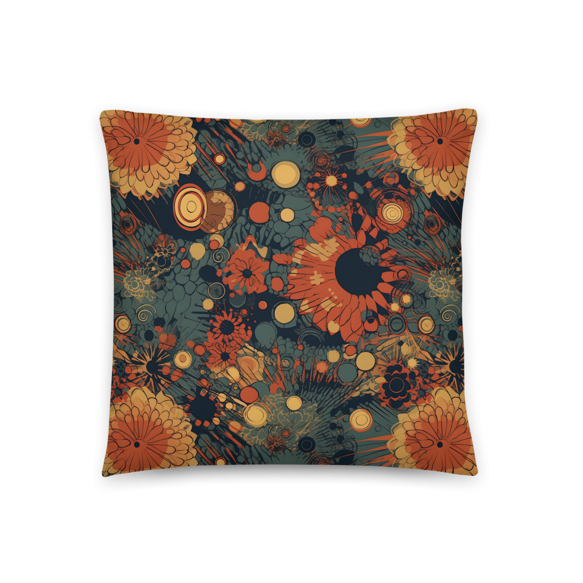 Trampled Flowers - Green/Blue - Smooth Pillow - Image 3