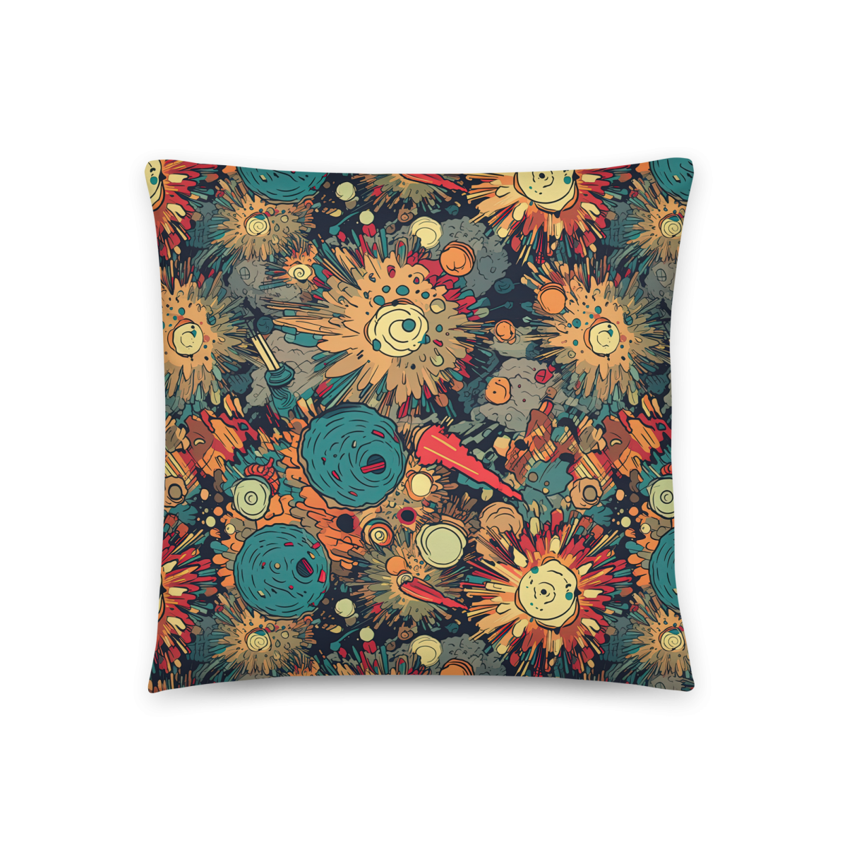 Flaming Fission - Blue/Yellow - Smooth Pillow - Image 2