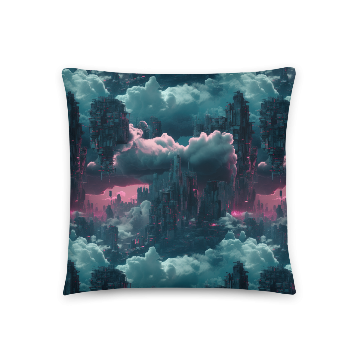Cloudy Skyscraper - Blue/Magenta - Smooth Pillow - Image 4