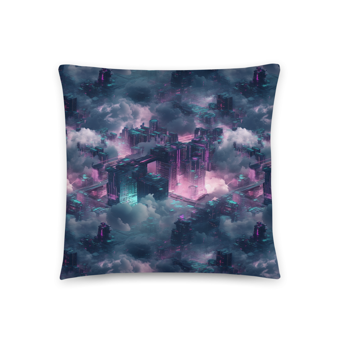 Cloudy City - Magenta/Blue - Smooth Pillow - Image 11