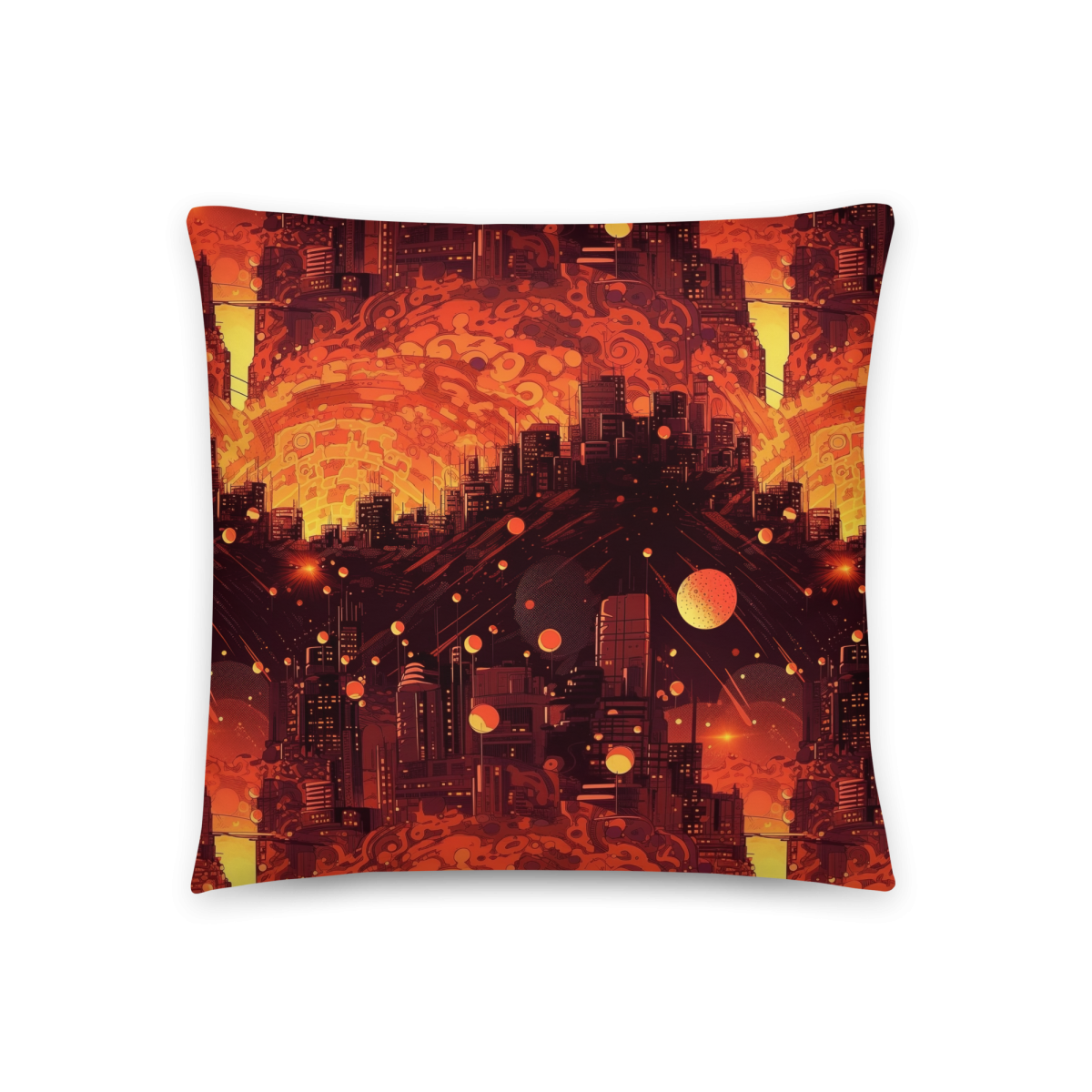 Spiral Flame - Orange/Black - Smooth Pillow - Image 4
