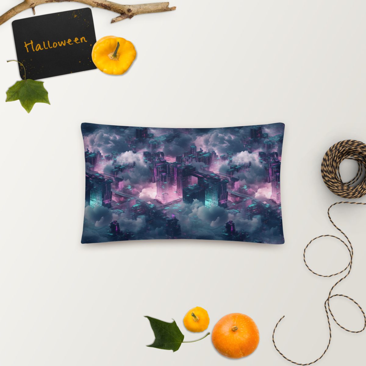 Cloudy City - Magenta/Blue - Smooth Pillow - Image 7