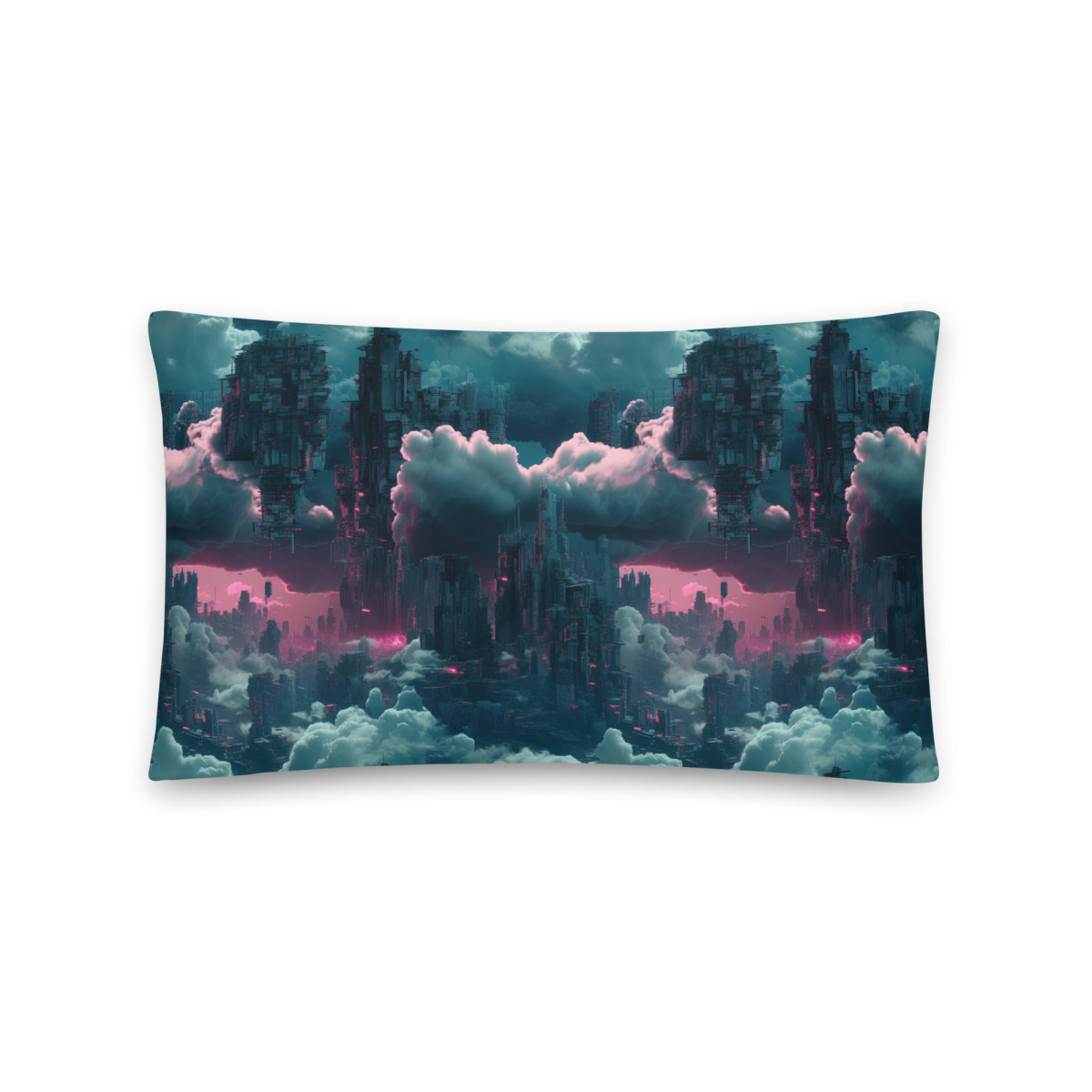 Cloudy Skyscraper - Blue/Magenta - Smooth Pillow - Image 7