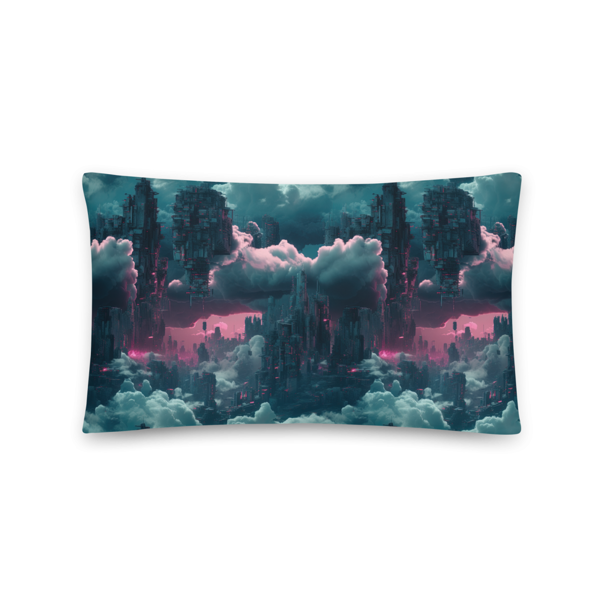 Cloudy Skyscraper - Blue/Magenta - Smooth Pillow - Image 6