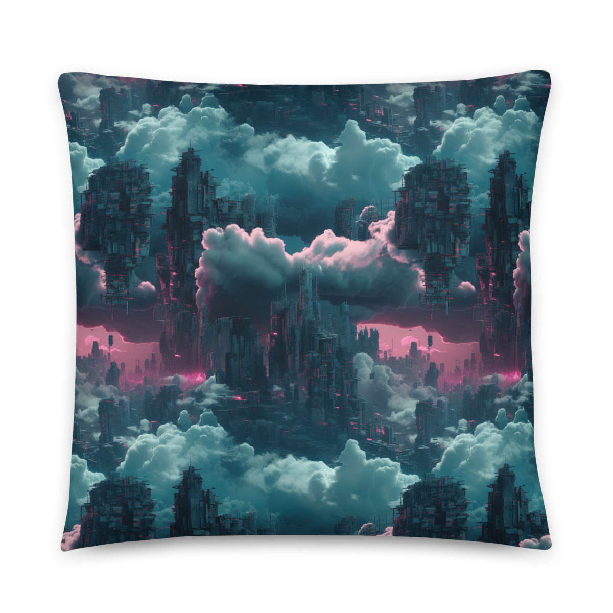 Cloudy Skyscraper - Blue/Magenta - Smooth Pillow - Image 10