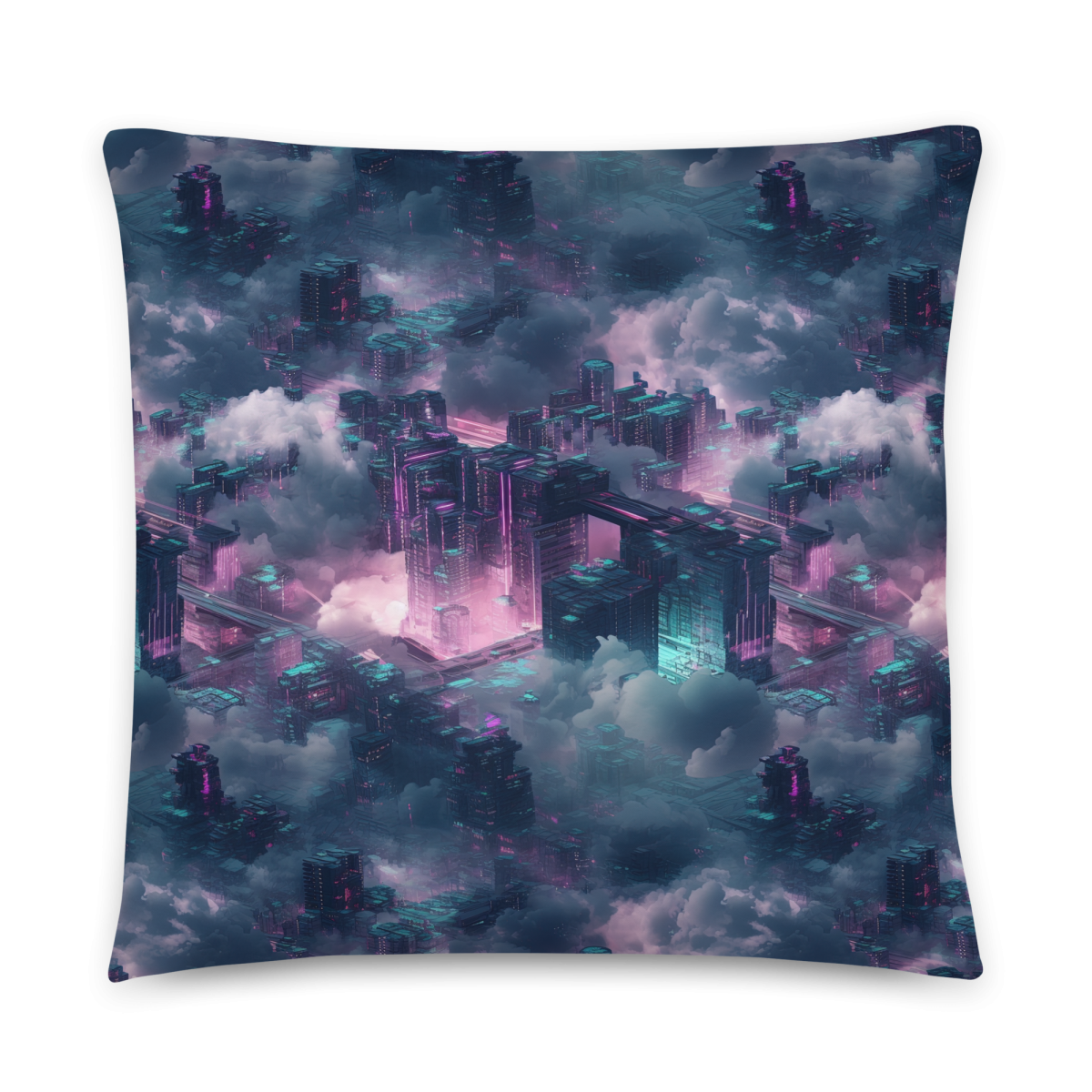 Cloudy City - Magenta/Blue - Smooth Pillow - Image 14