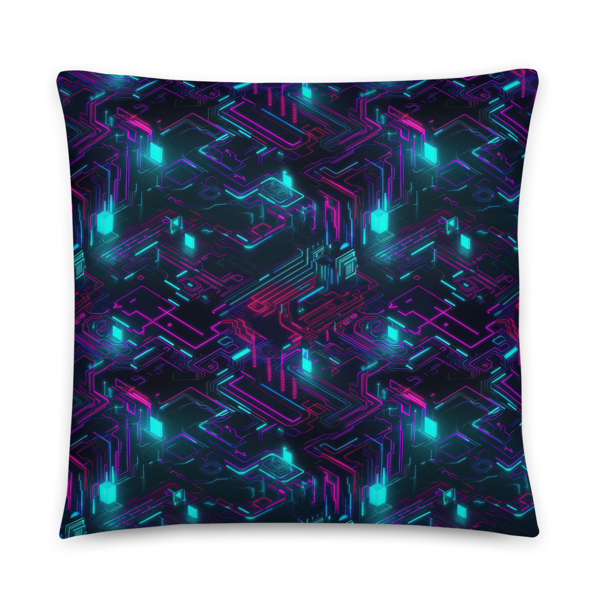 Cyberspace Circuits - Blue - Smooth Pillow - Image 8
