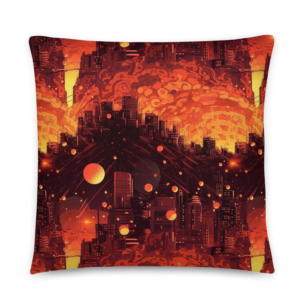Spiral Flame - Orange/Black - Smooth Pillow - Image 9