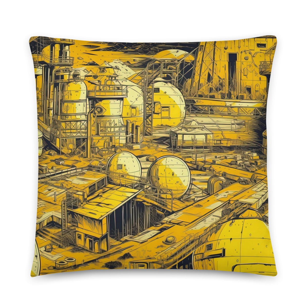 Moon Base - Yellow - Smooth Pillow - Image 8