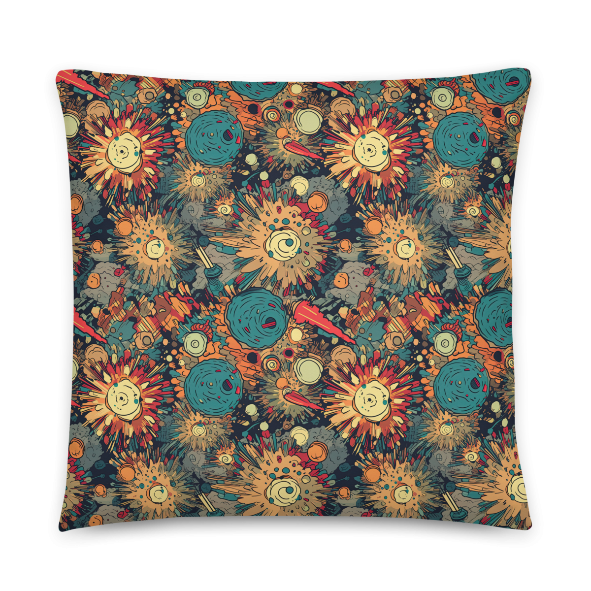 Flaming Fission - Blue/Yellow - Smooth Pillow - Image 6