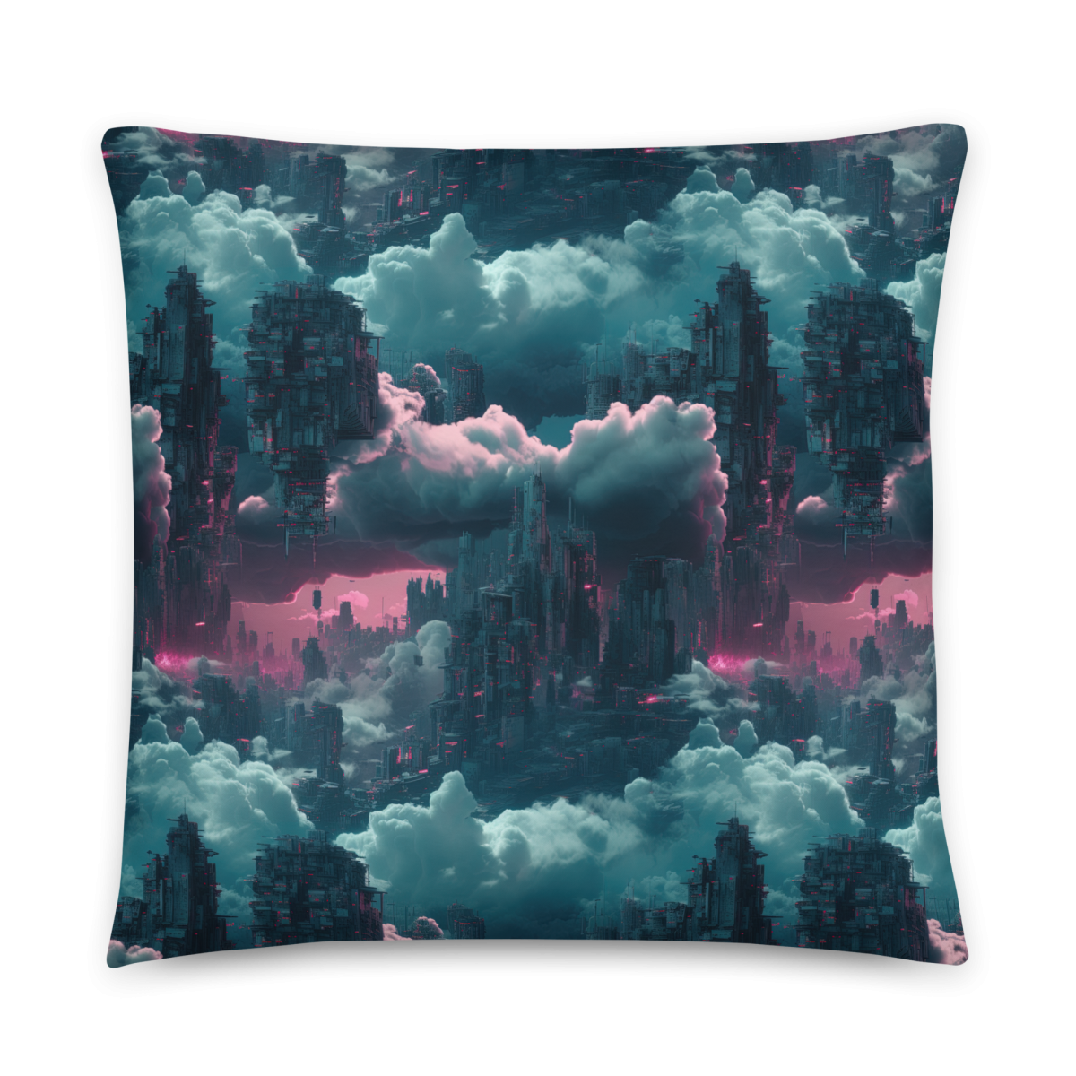 Cloudy Skyscraper - Blue/Magenta - Smooth Pillow - Image 9