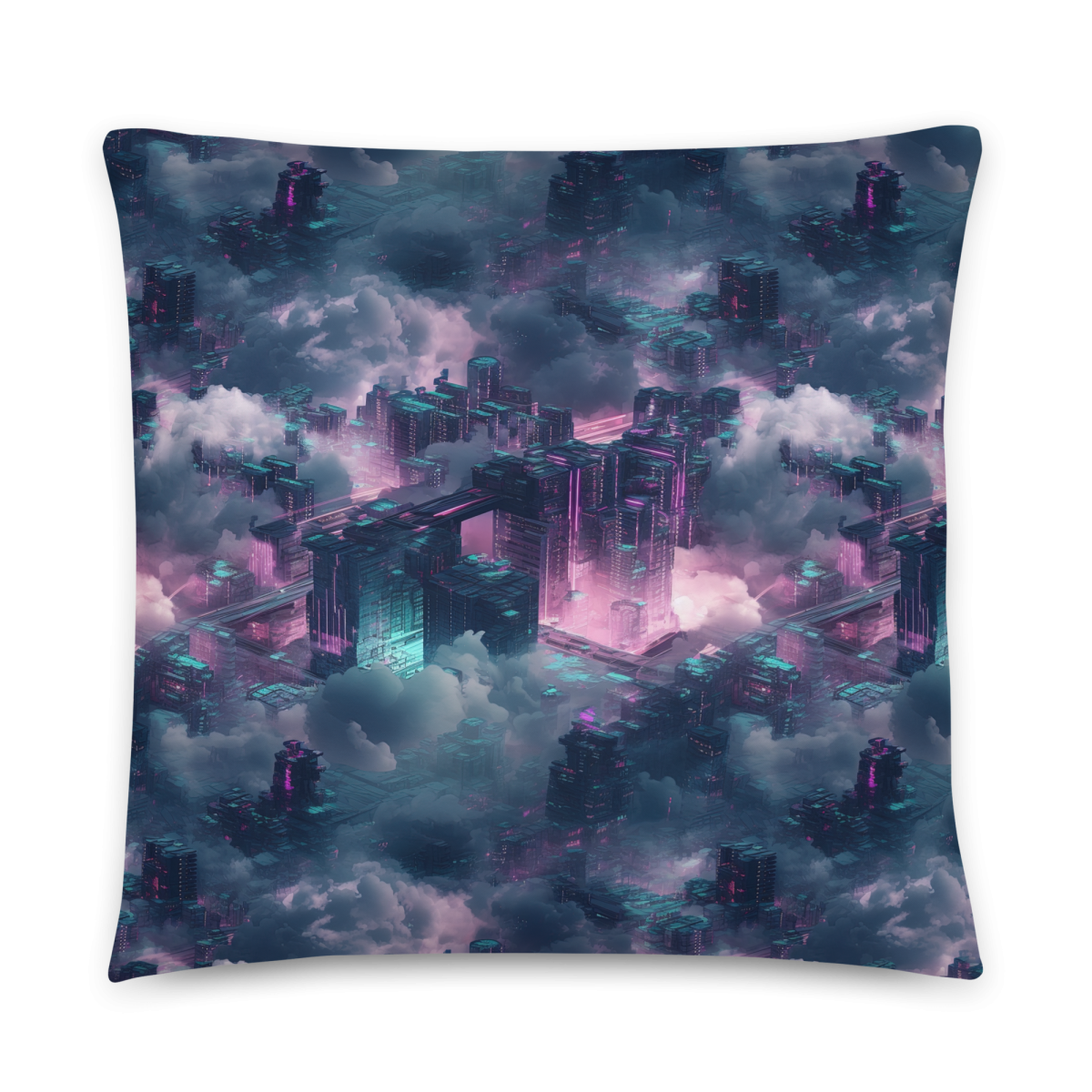 Cloudy City - Magenta/Blue - Smooth Pillow - Image 13