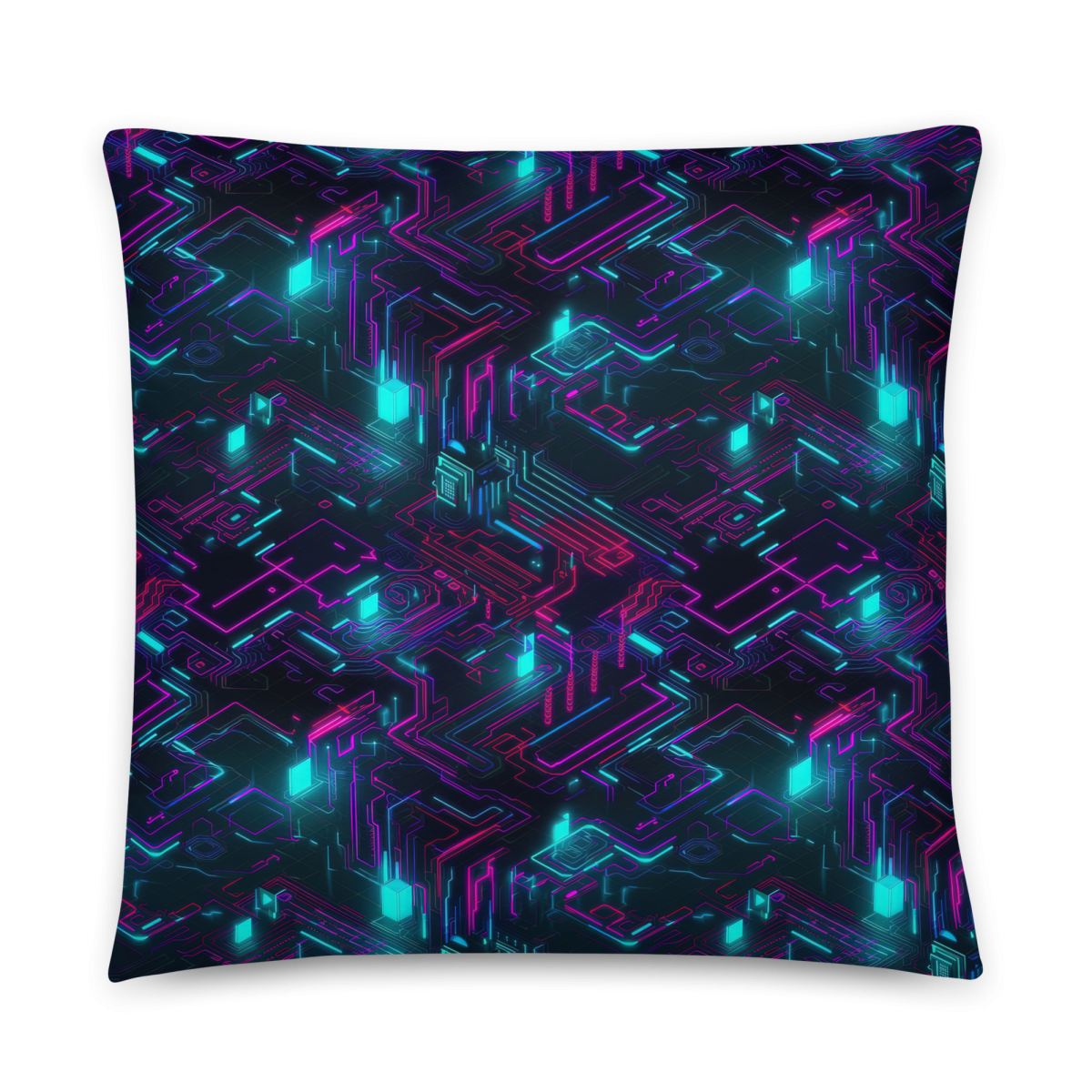 Cyberspace Circuits - Blue - Smooth Pillow - Image 7