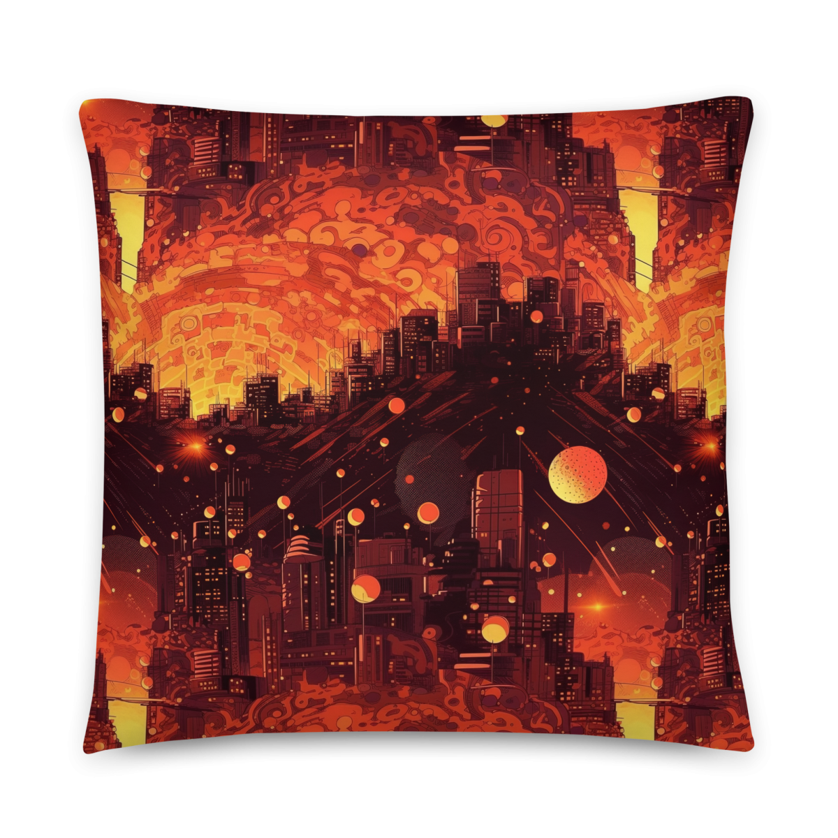 Spiral Flame - Orange/Black - Smooth Pillow - Image 8