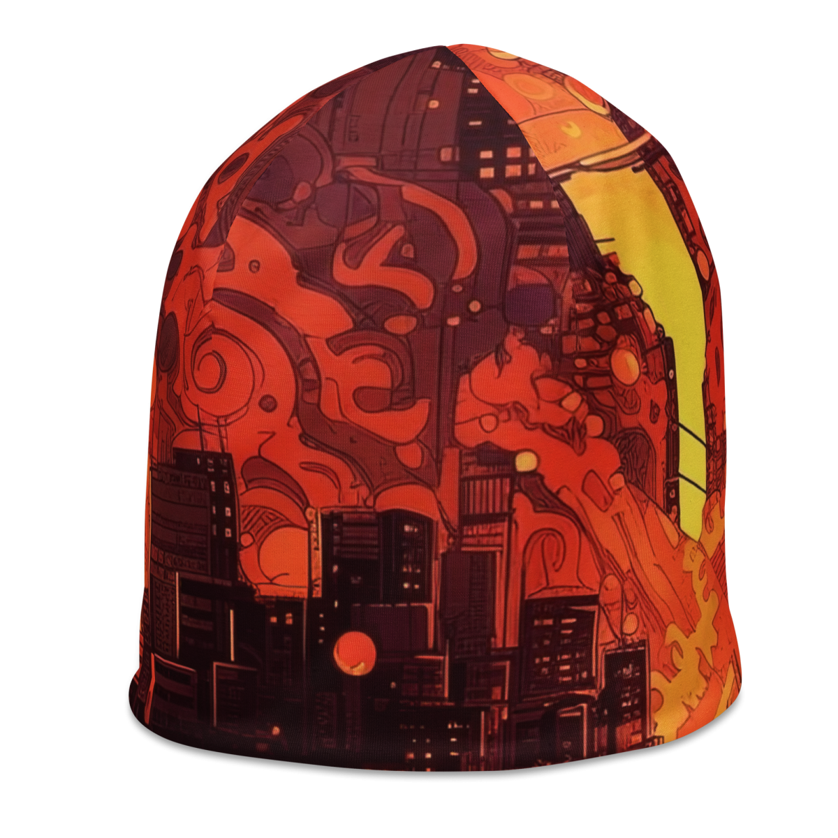 Spiral Flame - Orange/Black -Beanie - Image 4