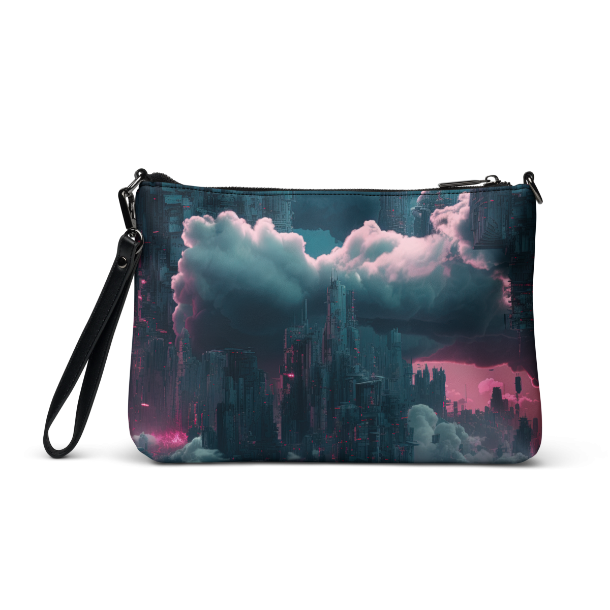 Cloudy Skyscraper - Blue/Magenta - Crossbody Bag - Image 3