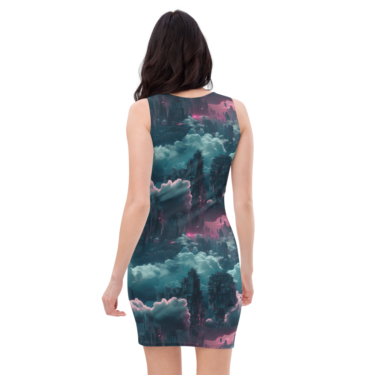 Cloudy City - Magenta/Blue - -Sublimation Cut & Sew Dress - Image 2