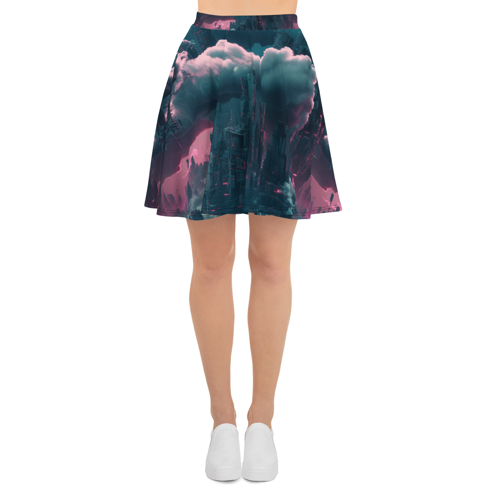 Cloudy Skyscraper - Blue/Magenta - Skater Skirt