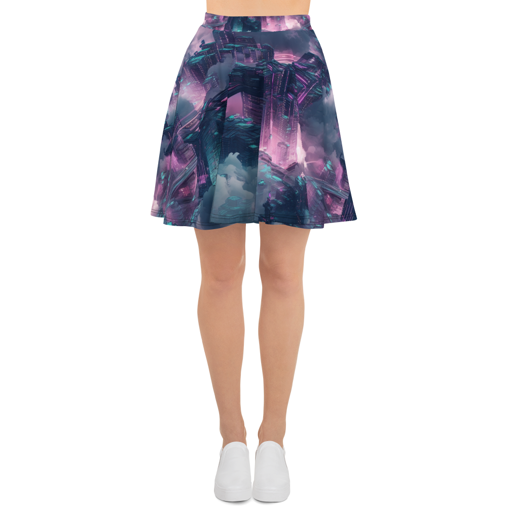Cloudy City - Blue/Magenta - Skater Skirt