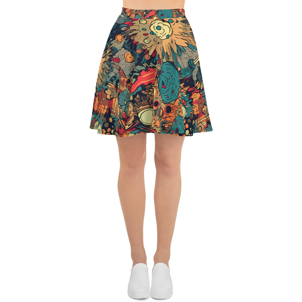 Flaming Fission - Blue/Yellow - Skater Skirt