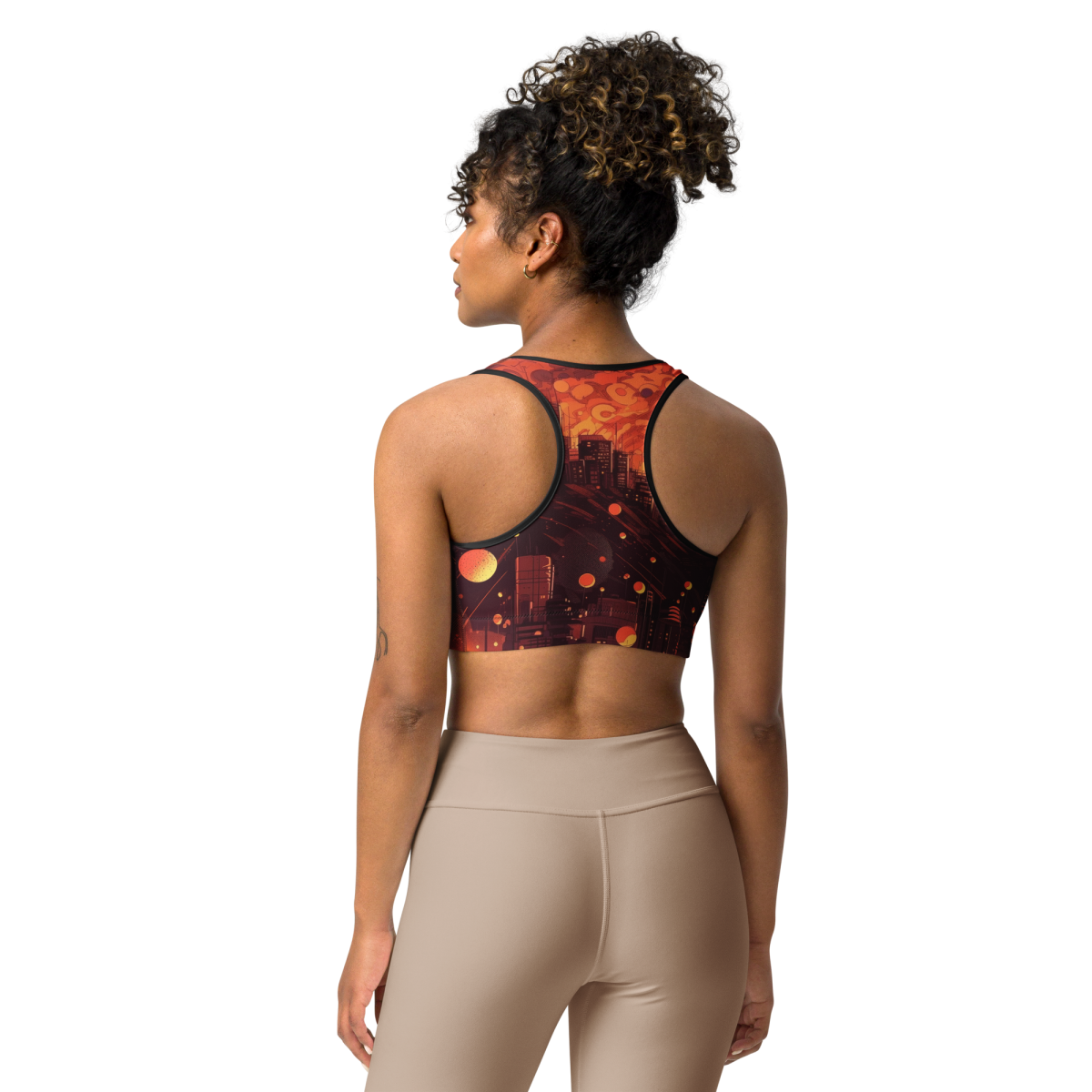 Spiral Flame - Orange/Black - Sports Bra - Image 2