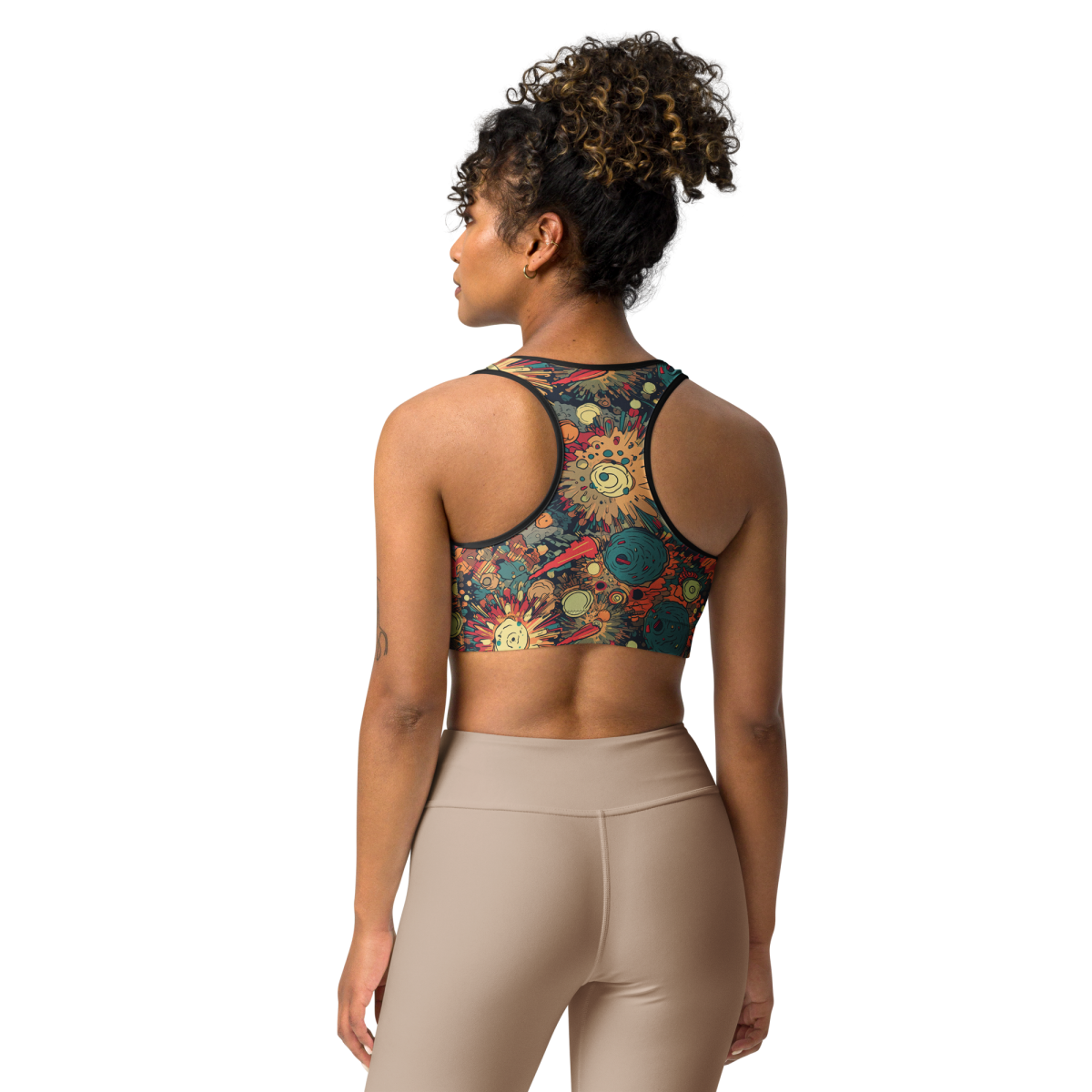 Flaming Fission - Blue/Yellow - Sports Bra - Image 2