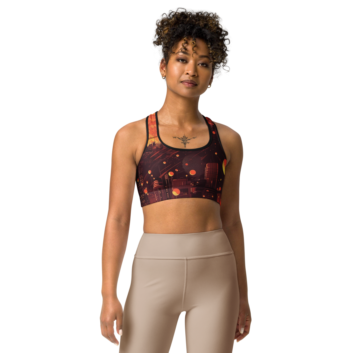 Spiral Flame - Orange/Black - Sports Bra