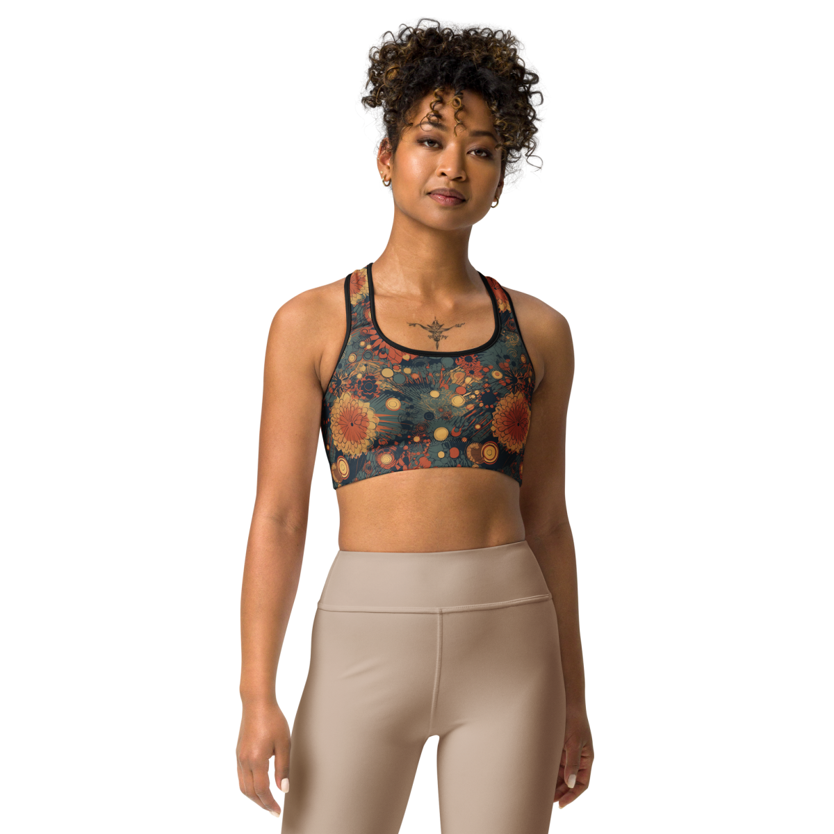 Trampled Flowers - Green/Blue - Sports Bra