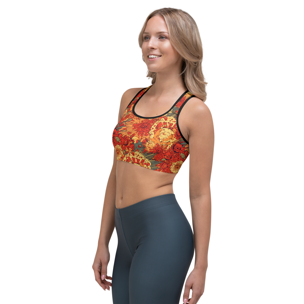 Fiery Fusion - Orange - Sports Bra - Image 2