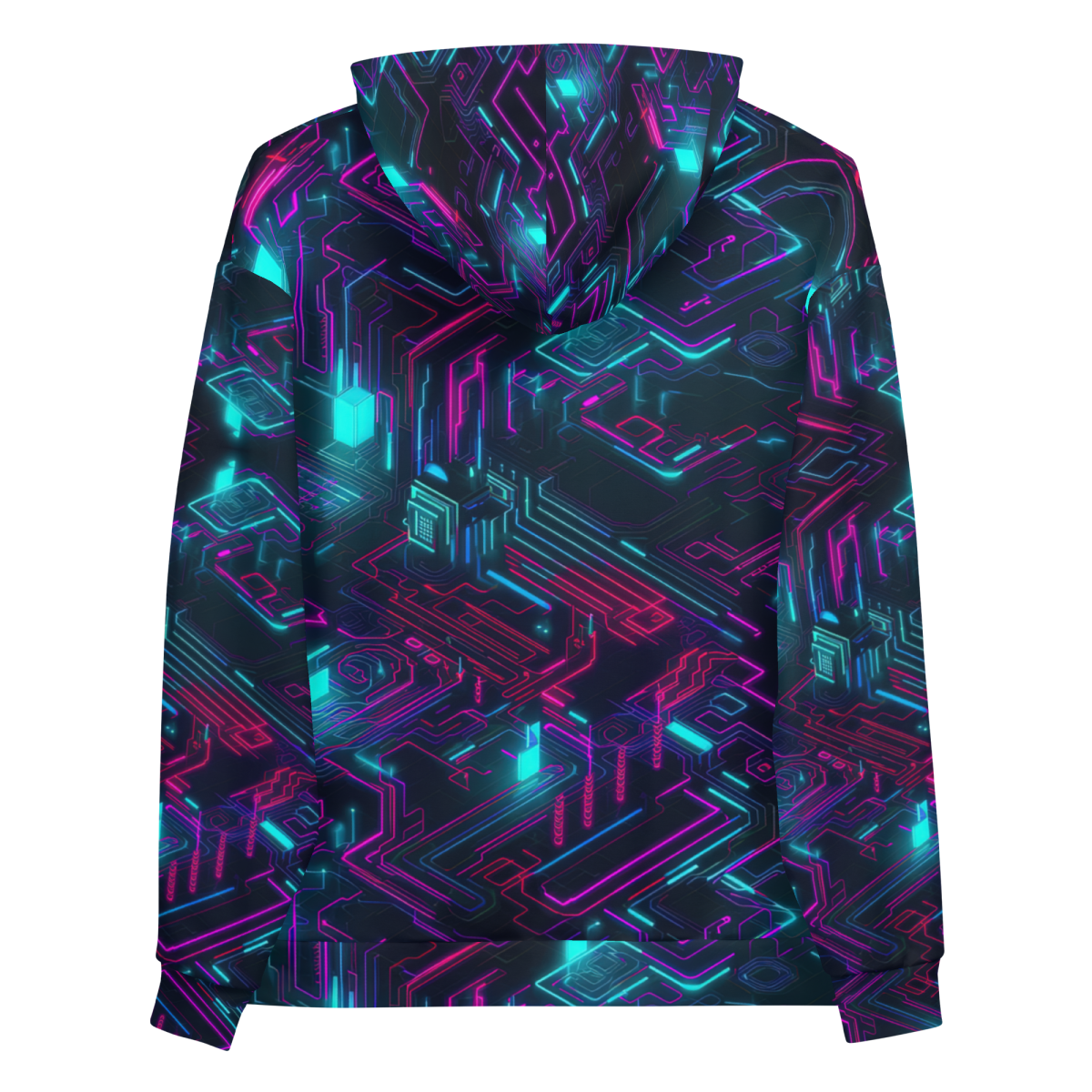 Cyberspace Circuits - Blue - Unisex Hoodie - Image 3