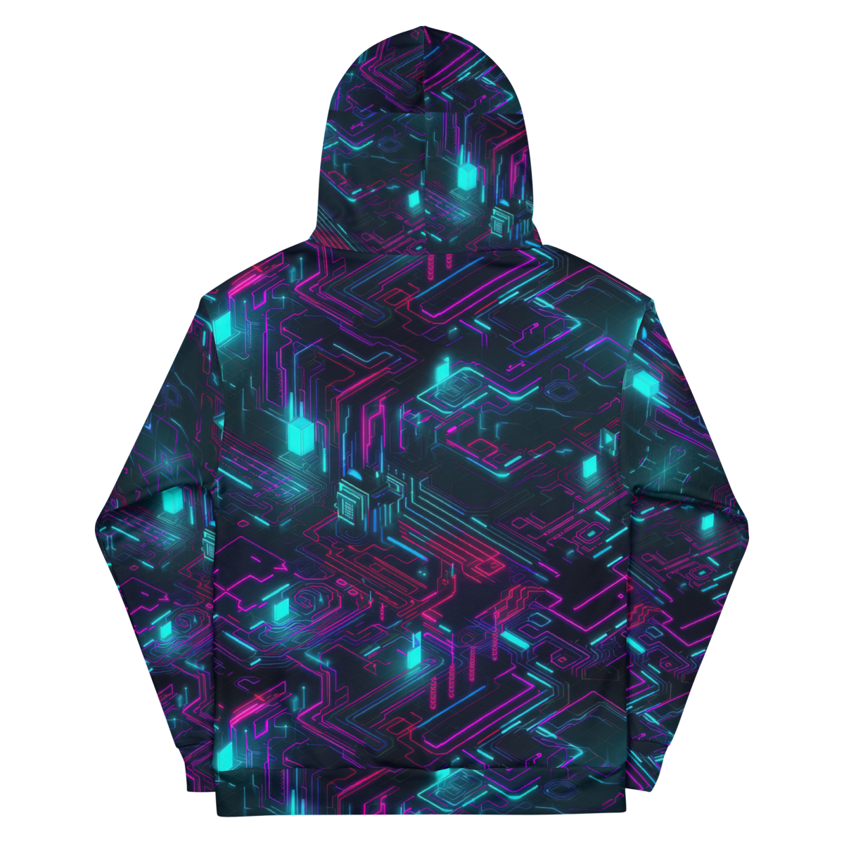 Cyberspace Circuits - Blue - Unisex Hoodie - Image 4