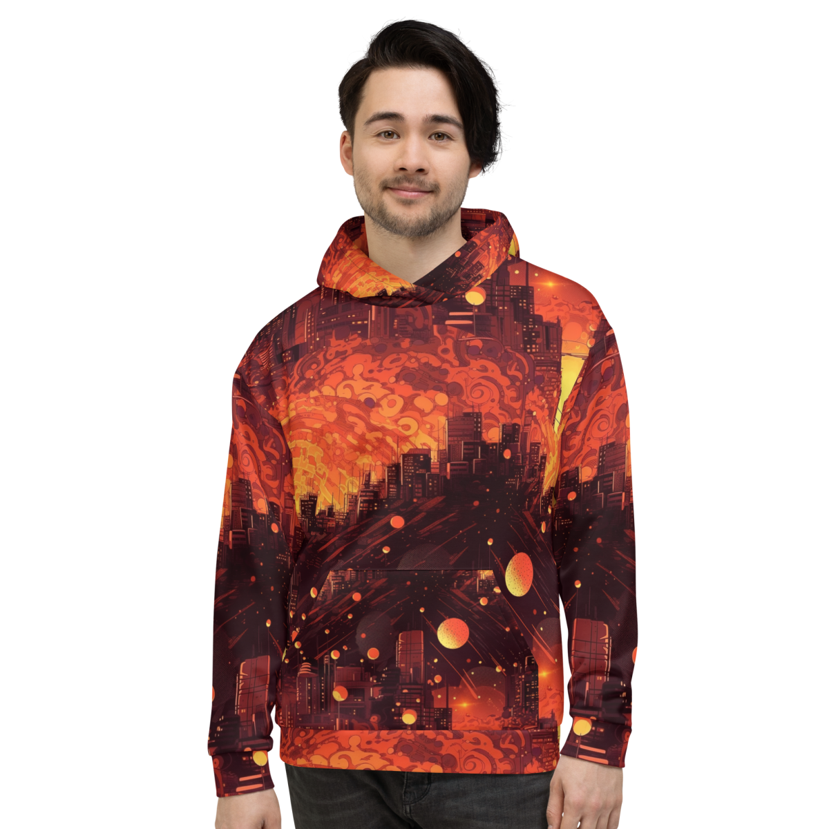 Spiral Flame - Orange/Black - Unisex Hoodie