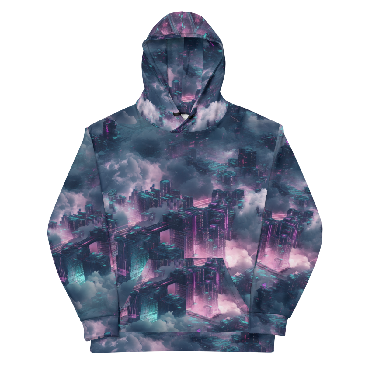 Cloudy City - Blue/Magenta - Unisex Hoodie