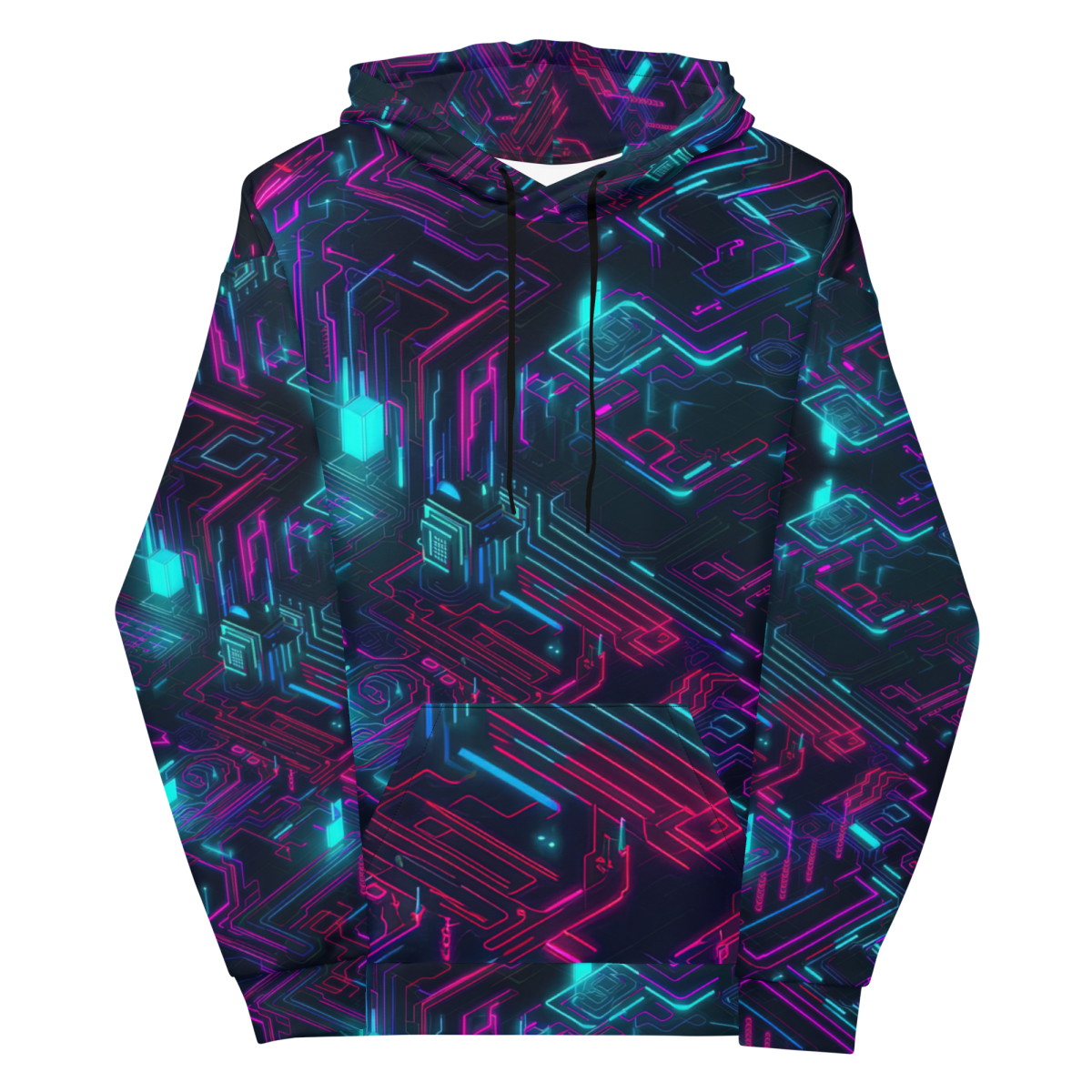 Cyberspace Circuits - Blue - Unisex Hoodie - Image 2