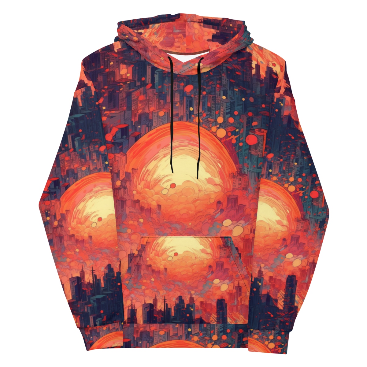 Fiery Dawn - Red/Black - Unisex Hoodie - Image 2