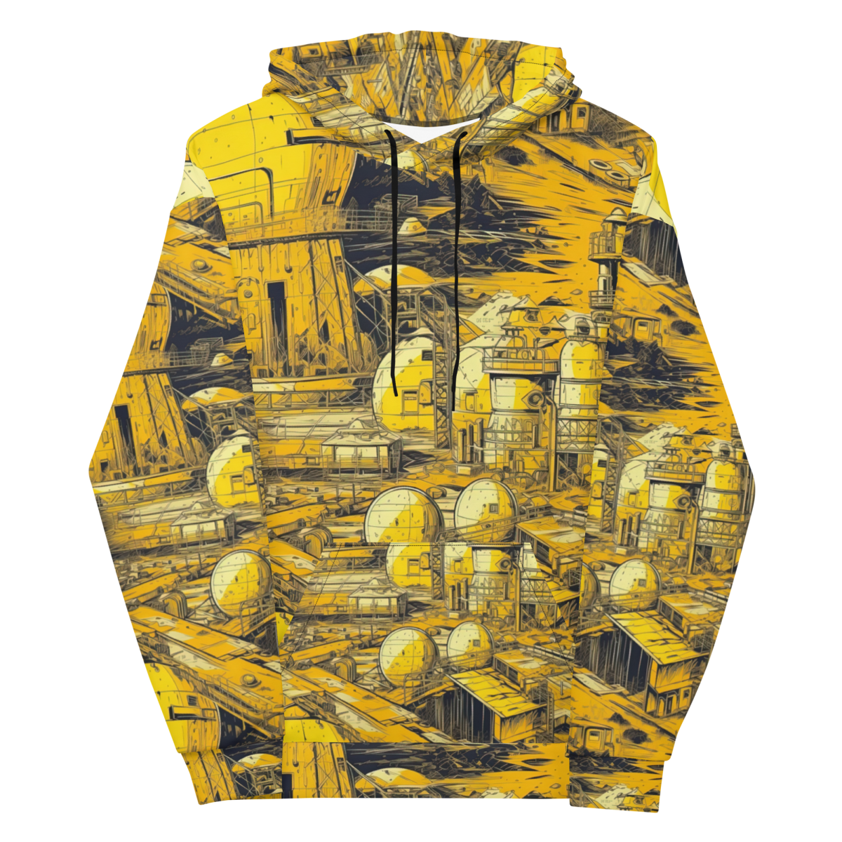 Moon Base - Yellow - Unisex Hoodie - Image 2
