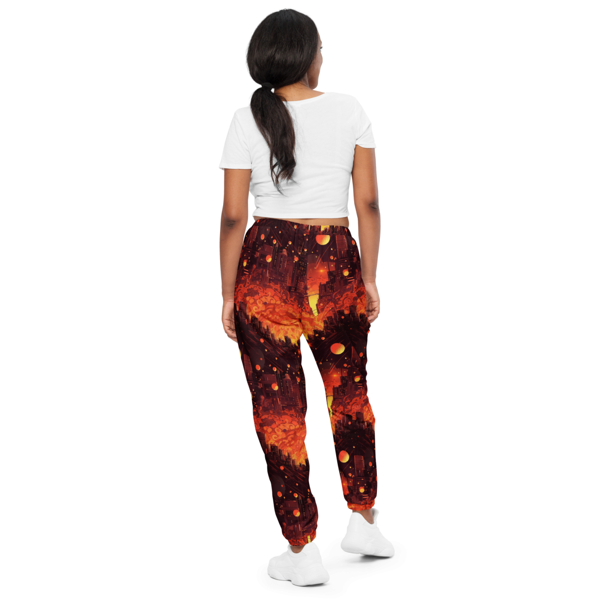 Spiral Flame - Orange/Black - Unisex Track Pants - Image 5