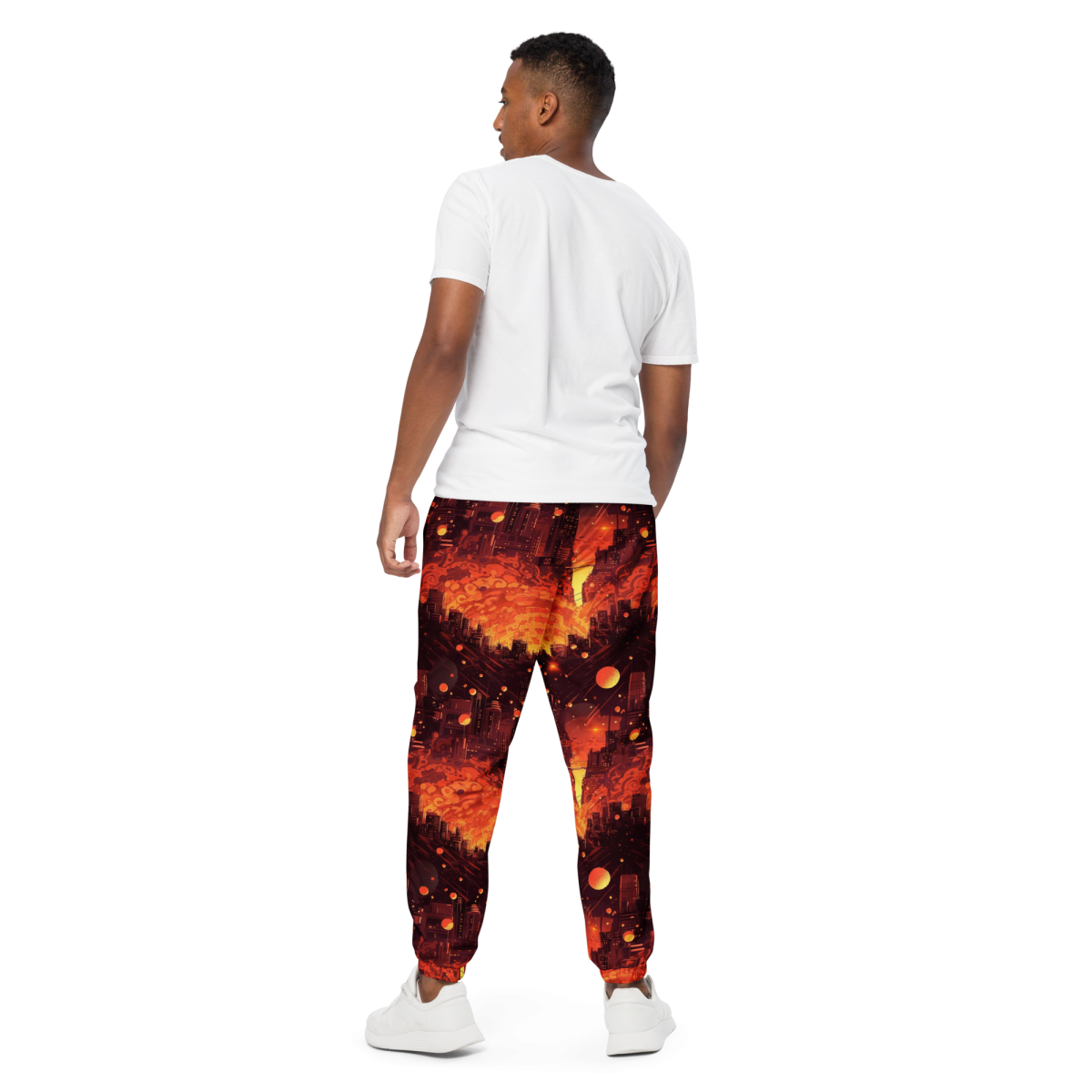 Spiral Flame - Orange/Black - Unisex Track Pants - Image 9