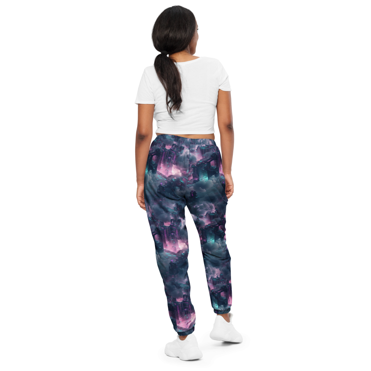 Cloudy City - Blue/Magenta - Unisex Track Pants - Image 9