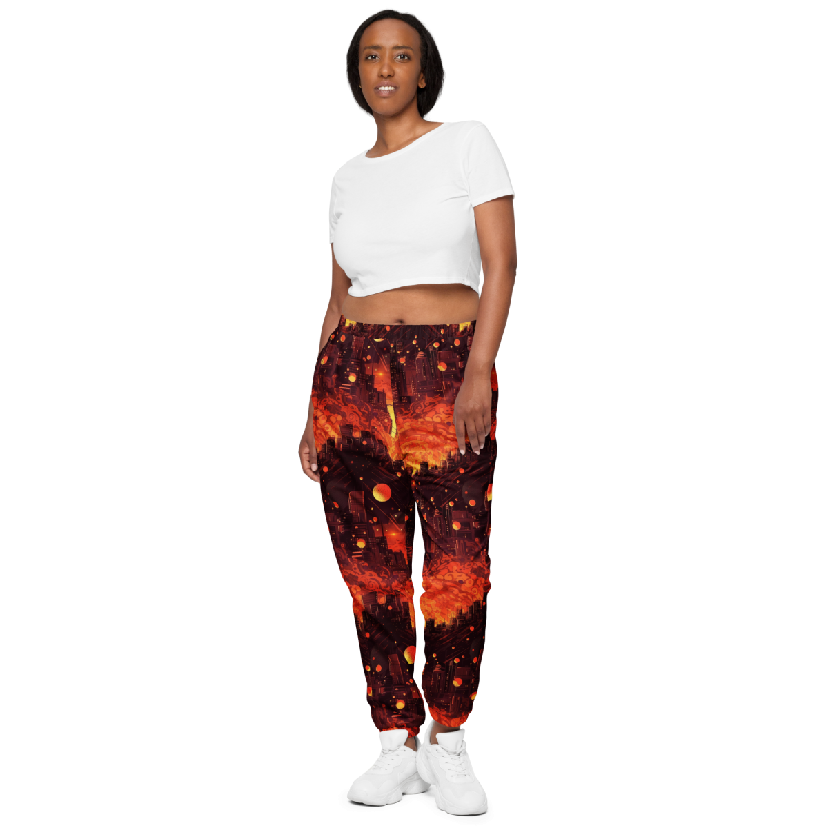 Spiral Flame - Orange/Black - Unisex Track Pants - Image 4