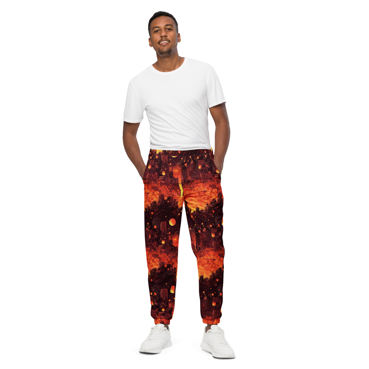 Spiral Flame - Orange/Black - Unisex Track Pants - Image 6