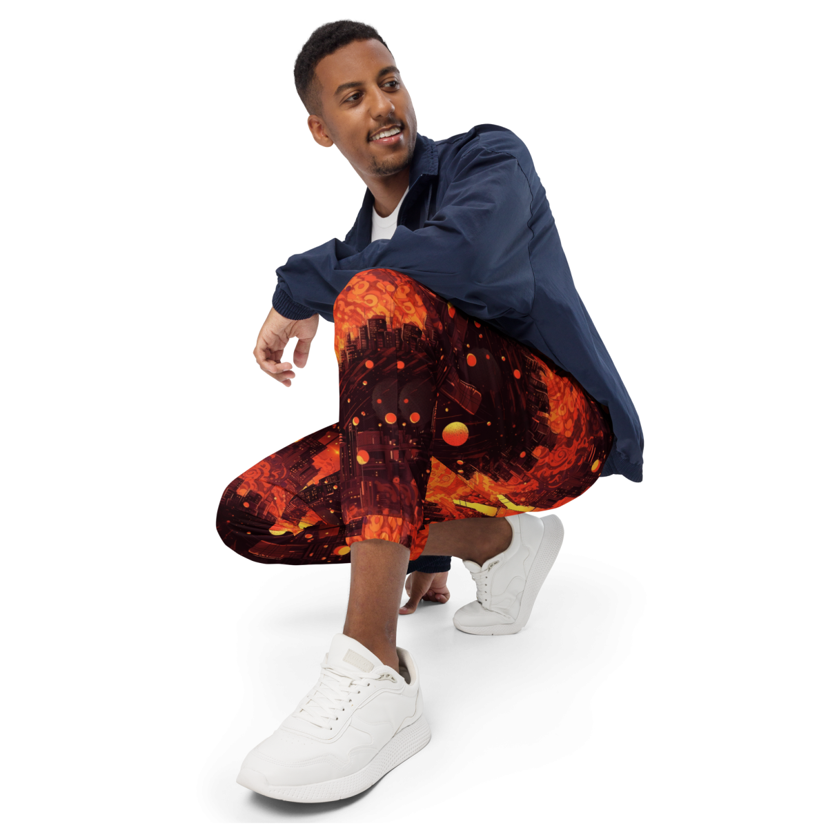 Spiral Flame - Orange/Black - Unisex Track Pants - Image 8