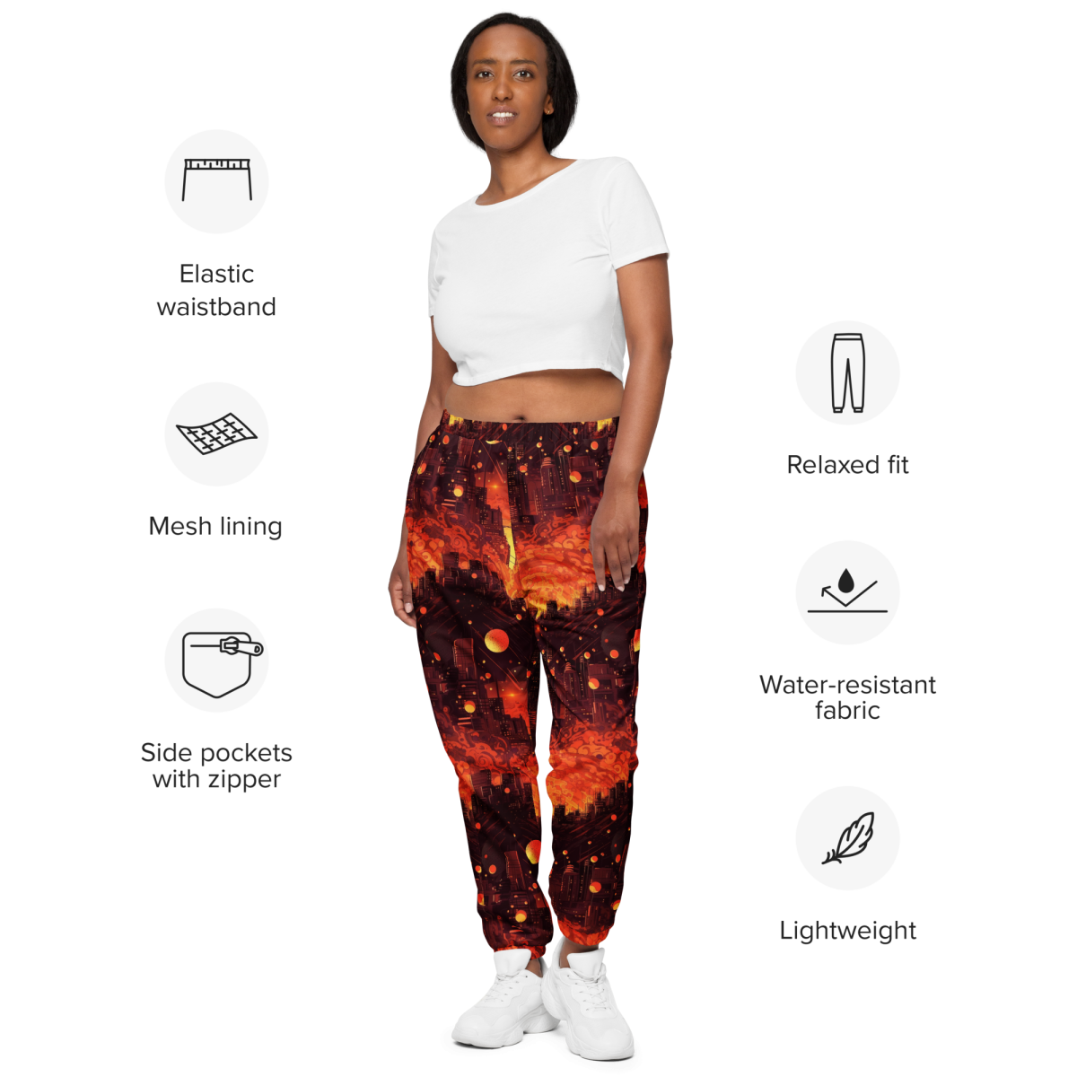 Spiral Flame - Orange/Black - Unisex Track Pants - Image 10