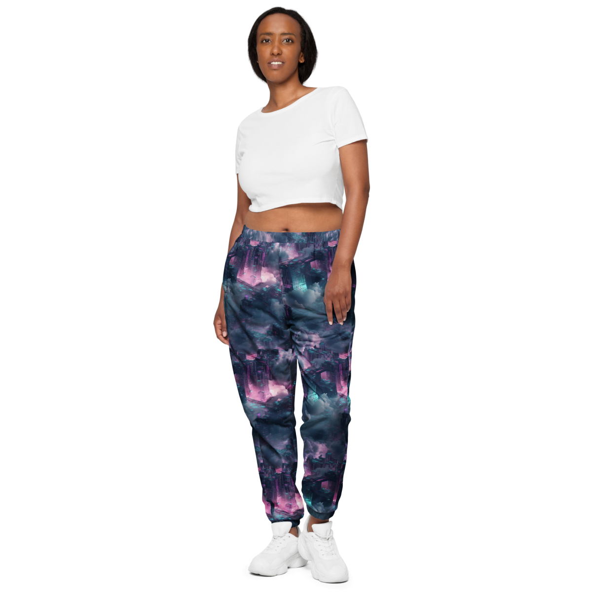Cloudy City - Blue/Magenta - Unisex Track Pants - Image 5